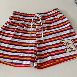 Ryoko Rain Stranger‎ Things Rainbow Striped Athletic Shorts Mens XXL Mesh